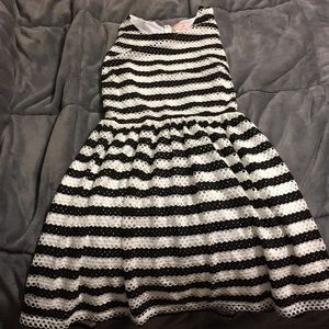 Black and white lace detail dress